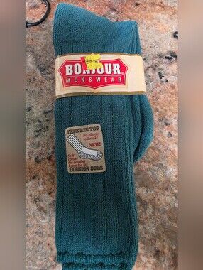 VINTAGE RETRO Bonjour New With Tags Teal Crew Socks